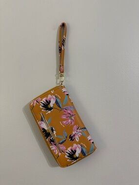 Floral Wristlet Wallet - Mustard Pink